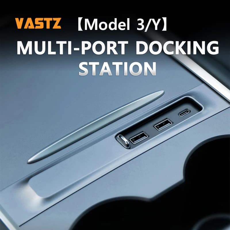 VASTZ Center Console caricatore USB per auto Multi porta con luce per Tesla Model 3 Y 2022 2021 27W caricatore rapido accessori HUB USB