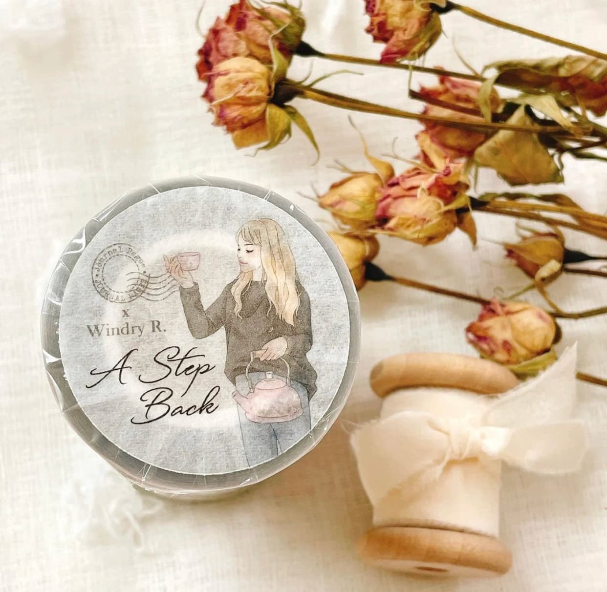 Windry x JP A Step Back Lovely Girl Washi PET Tape for Card Making Planner DIY Decorative Sticker