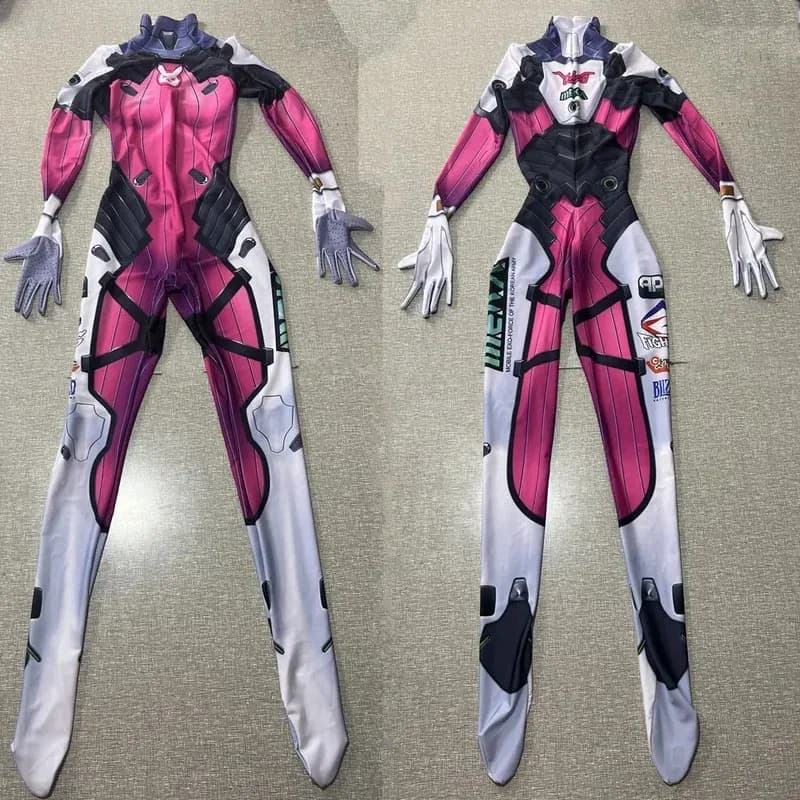 l2025l New Cosplay Female D.va Watermelon Skin Cosplay Costumes Superhero Zentai Suit Dva Halloween Bodysuit Adults Party Jumps