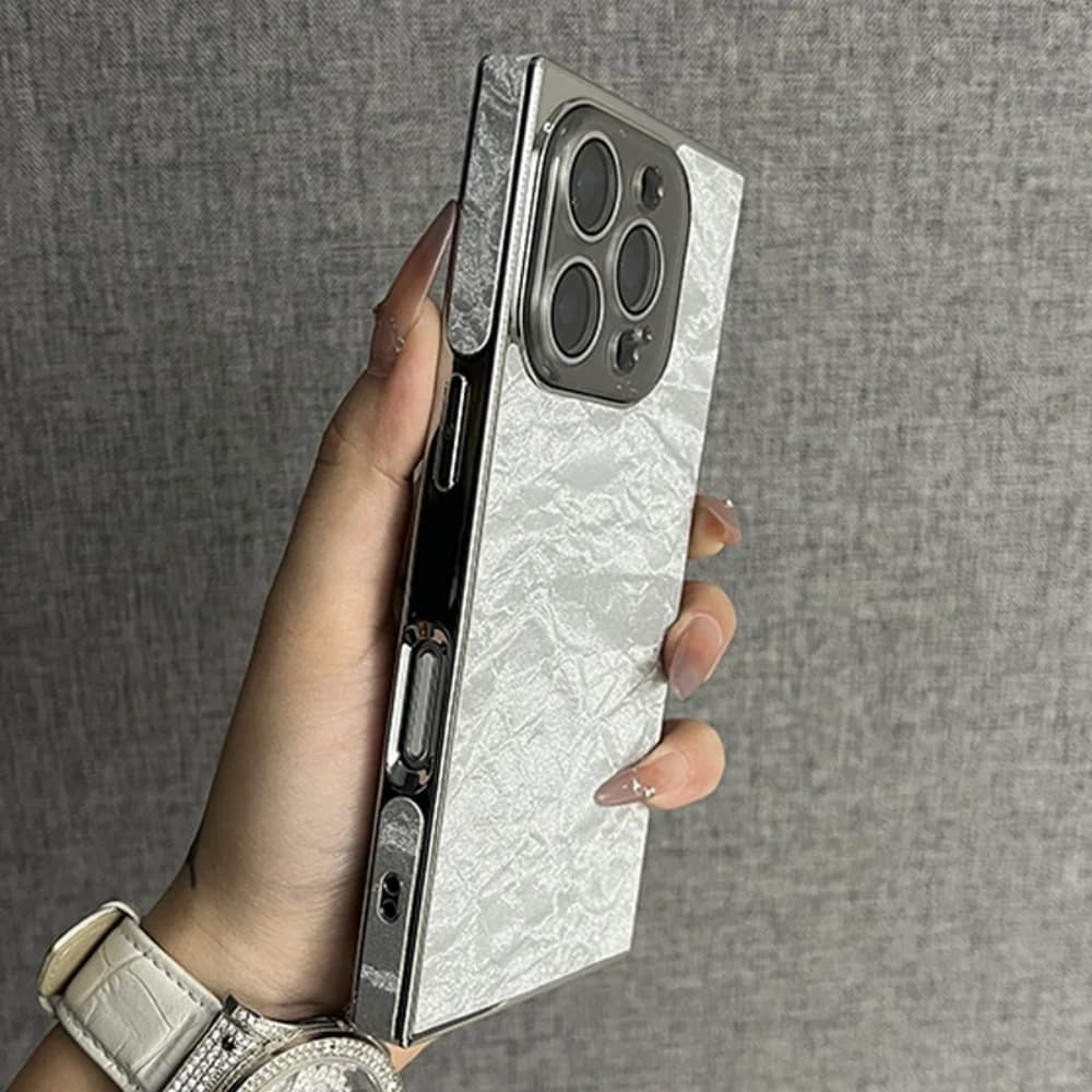 Custodia con motivo Aurora Snow Mountain per iPhone 16 15 14 13 Pro Max 16Pro Custodia antiurto in vetro per obiettivo fotocamera con placcatura lucida di lusso
