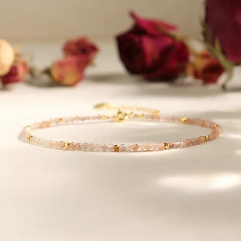 Miniature Solar Stone Bracelet, exquisite bracelet with fishing crystal beads, anniversary celebration