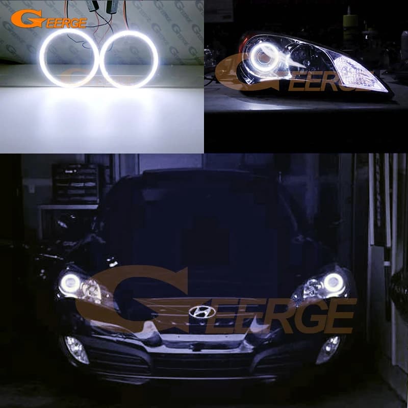 Kit Anelli Luminosi a LED COB Ultra Luminosi per Hyundai Genesis Coupe 2009-2016, Luci Diurne