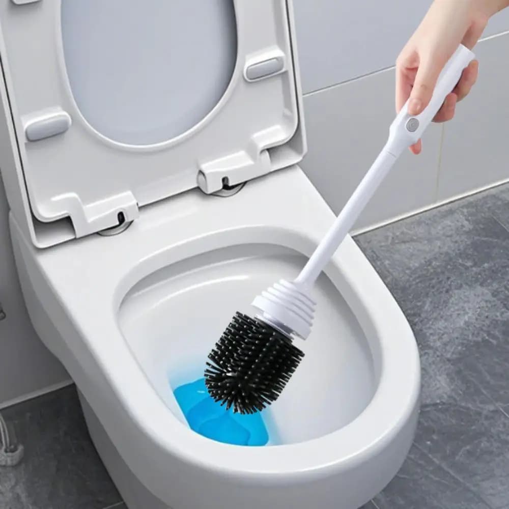 Spazzola Elettrica Intelligente per WC con Base di Stoccaggio, Pulizia Senza Angoli Morti e Senza Punti Ciechi