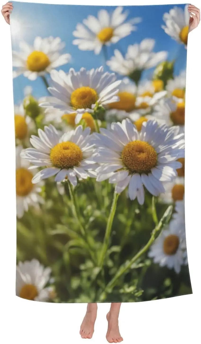 Asciugamano da spiaggia con stampa di fiori di margherita – Morbida microfibra, assorbente, ad asciugatura rapida per piscina, spiaggia, bagno, viaggi – Premium per adulti