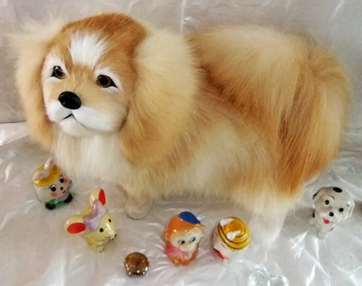 grande simulazione giocattolo per cani pechinesi polietilene e pellicce regalo bambola per cani pechinesi circa 30x25 cm 1507