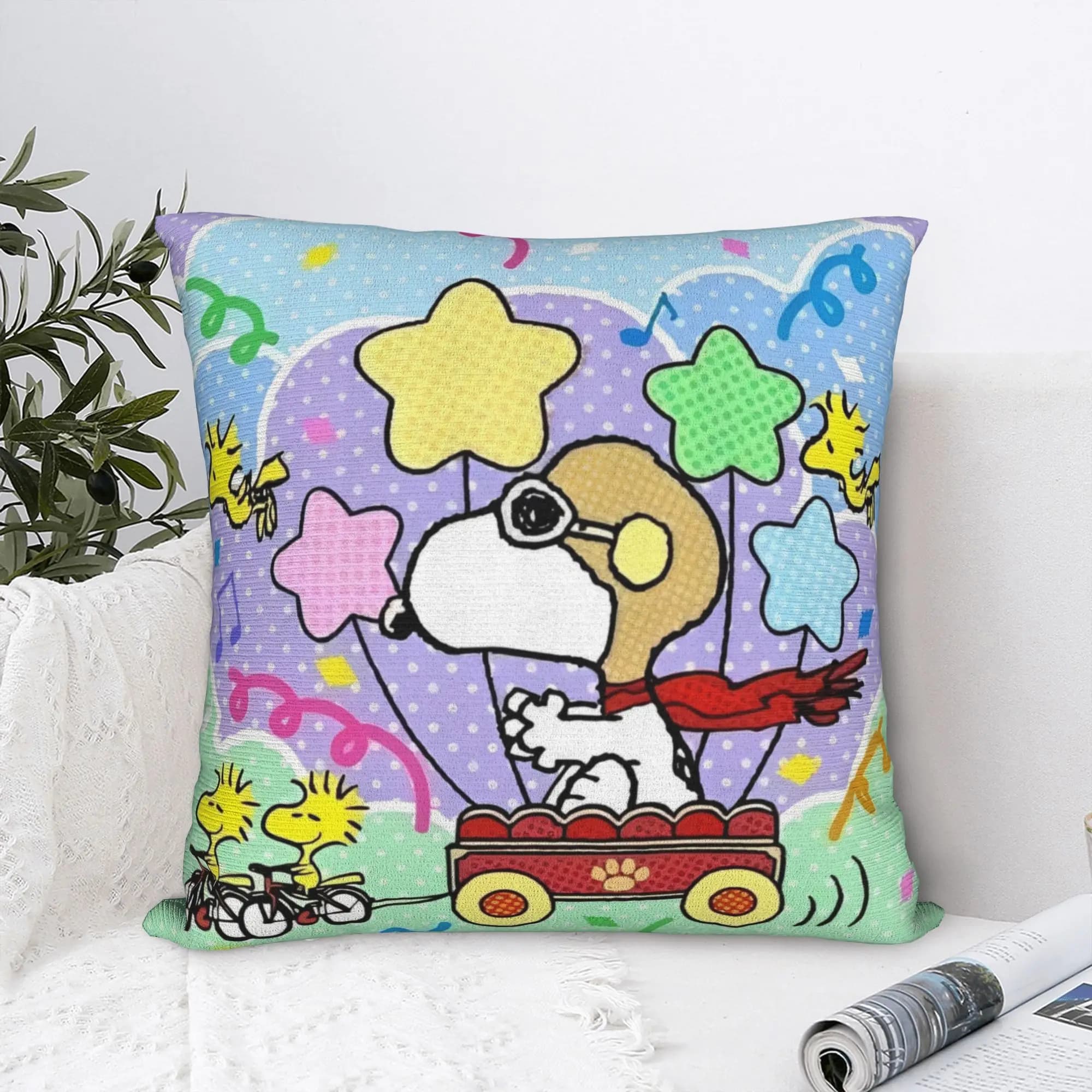 Happy Easter Eggs Snoopys Square Pillow Cases Cushion Covers Customized Zippered Decorative Pillowcase for Car 40*40cm