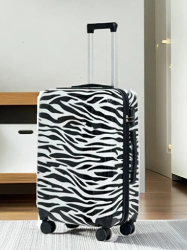 Bagaglio con stampa zebrata con ruote girevoli - Valigia da viaggio unisex resistente, 360 ° Borsa trolley da trasporto con ruote universali