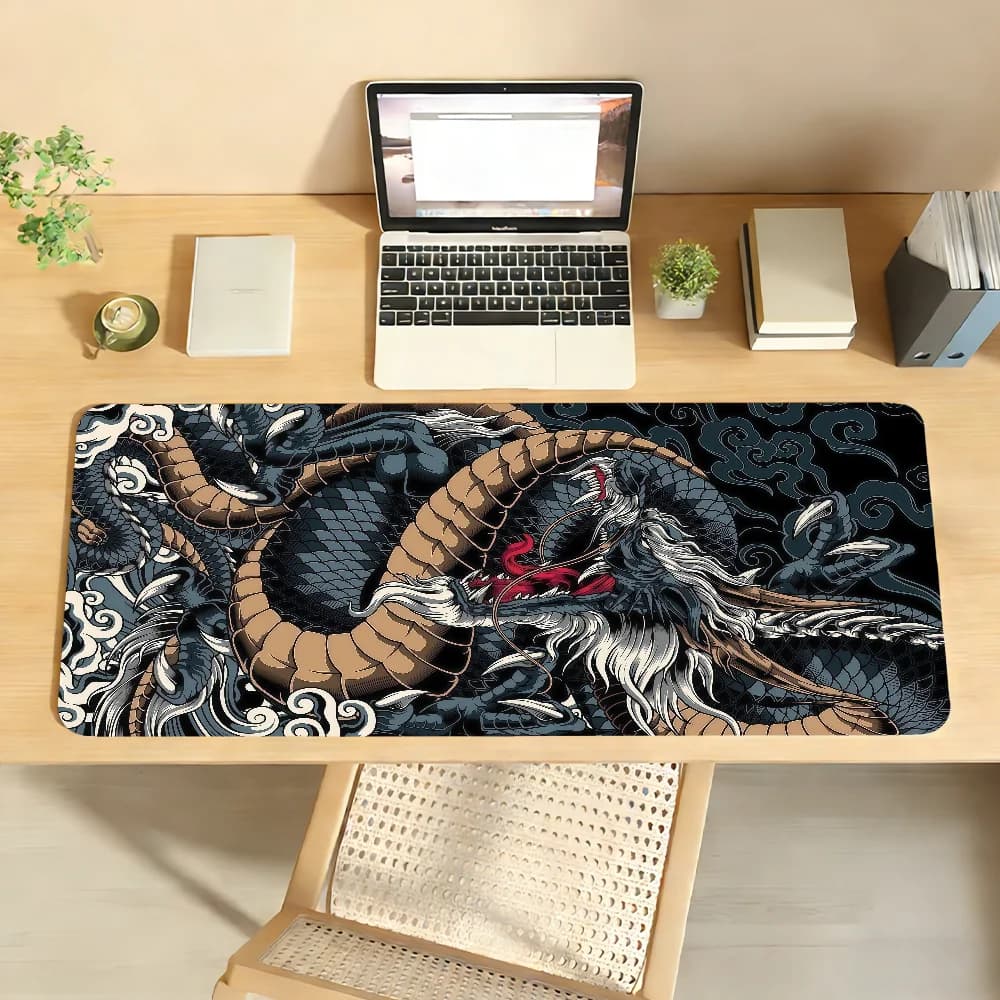 Tappetino per mouse Dragon, tappetino da scrivania antiscivolo, accessori per PC e laptop, tastiera da ufficio in gomma, decorazione per giocatori