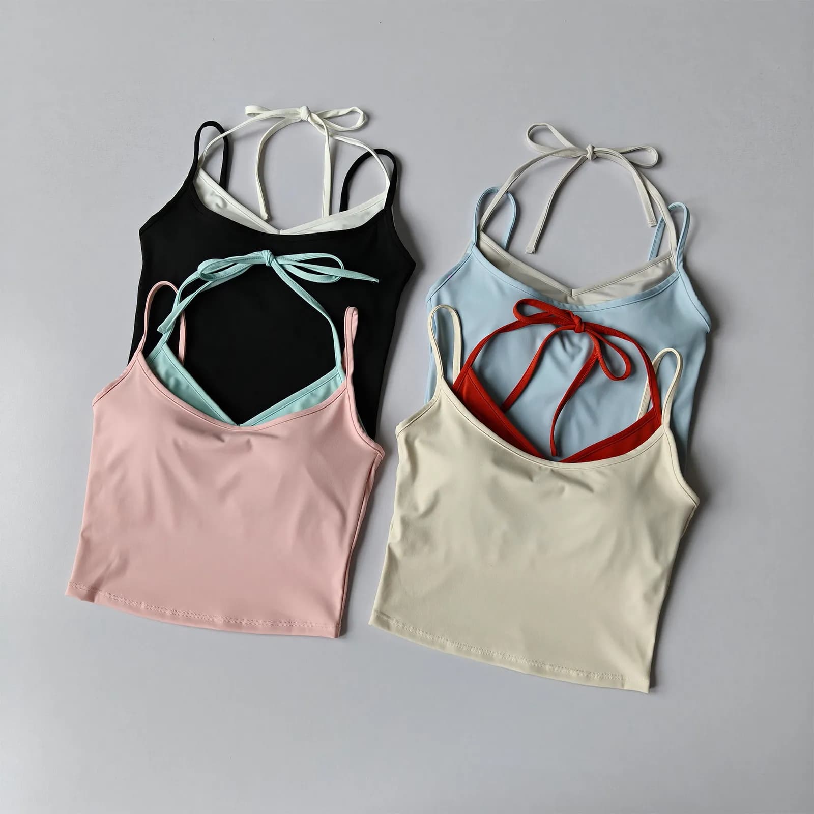 Women's Two-Piece All-In-One Yoga Underwear Fitness Vest Pilates Top Running Bra Shoulder Strap Hanging Neck Beauty Back Design