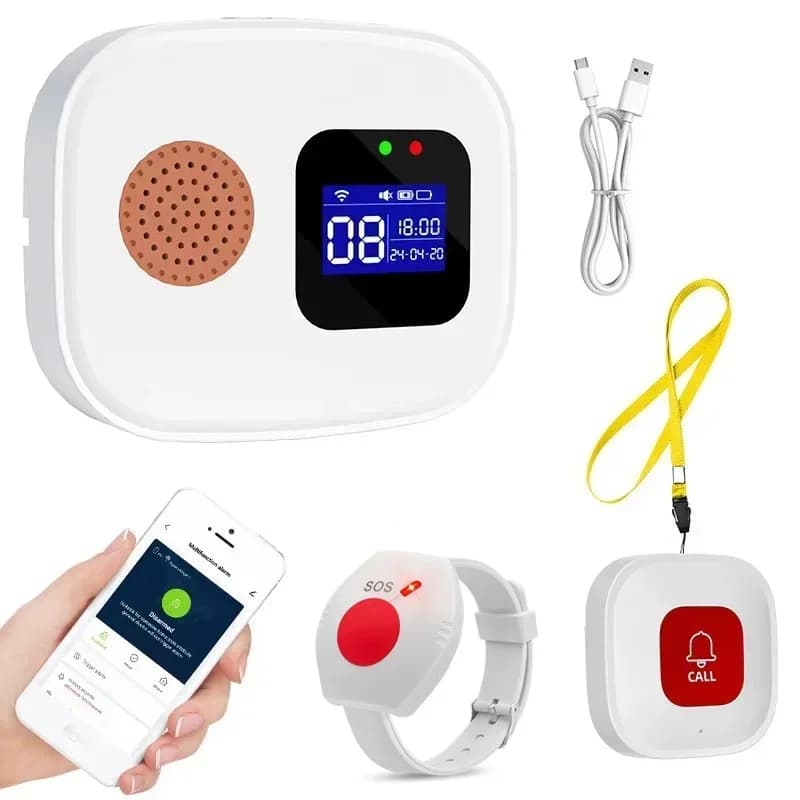 Tuya SOS WiFi Wireless Soistente Cercapersone Sistema di pulsanti di chiamata Pulsante di avviso di emergenza per anziani Paziente Disabilitato Anziani al coperto