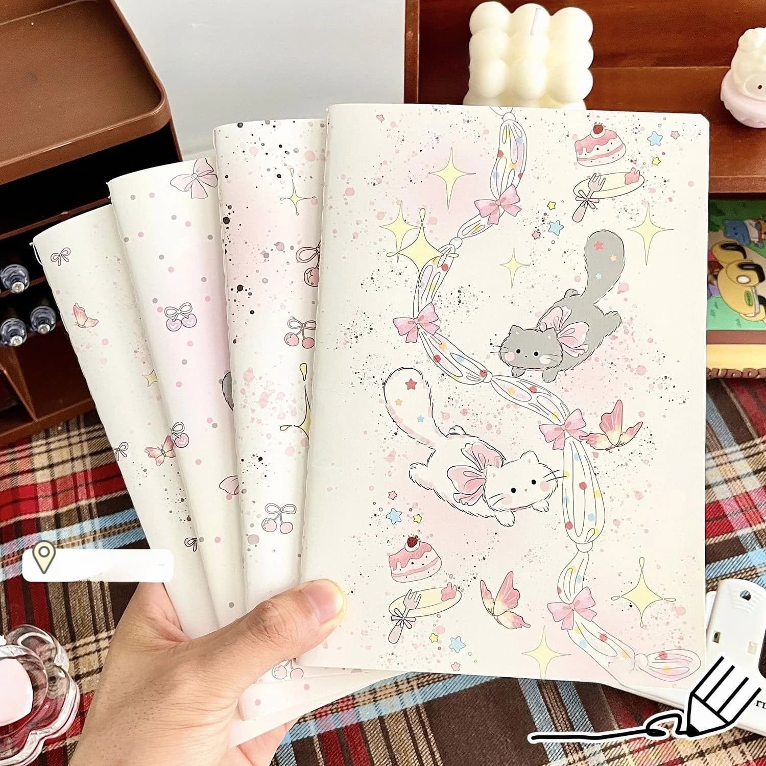 The New Bow Cat A5 Car Line Book Ins Wind High-value Girl Heart Special Thickened Notebook