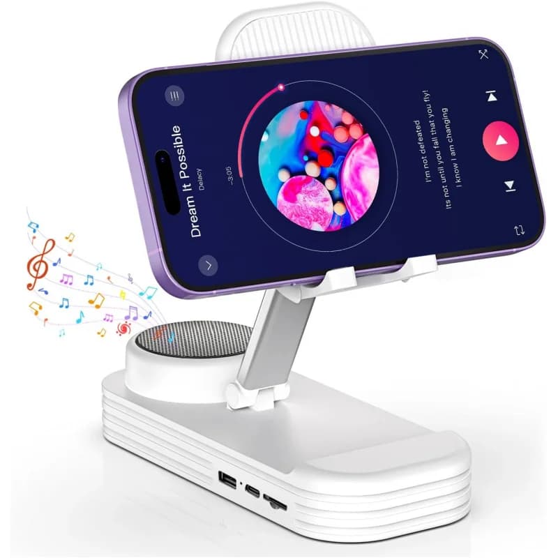 Cell with wireless Bluetooth speaker and anti-slip base, HD surround sound, portable phone support, suitable for home and outside