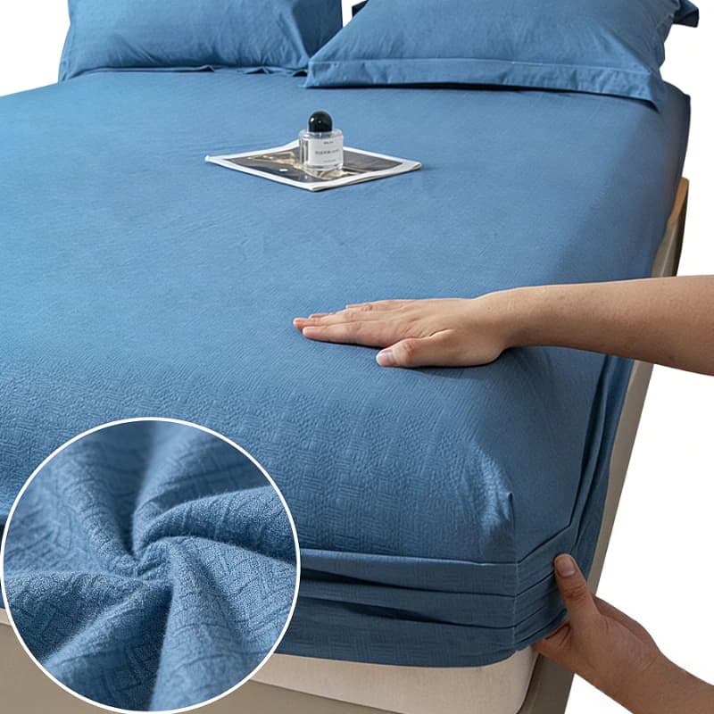 New sheet with corners in brushed embossed microfiber, deep pocket 360 ° Soft Elastic Coprimaterasso and Breathable for Double Bed and King Size 5-28cm