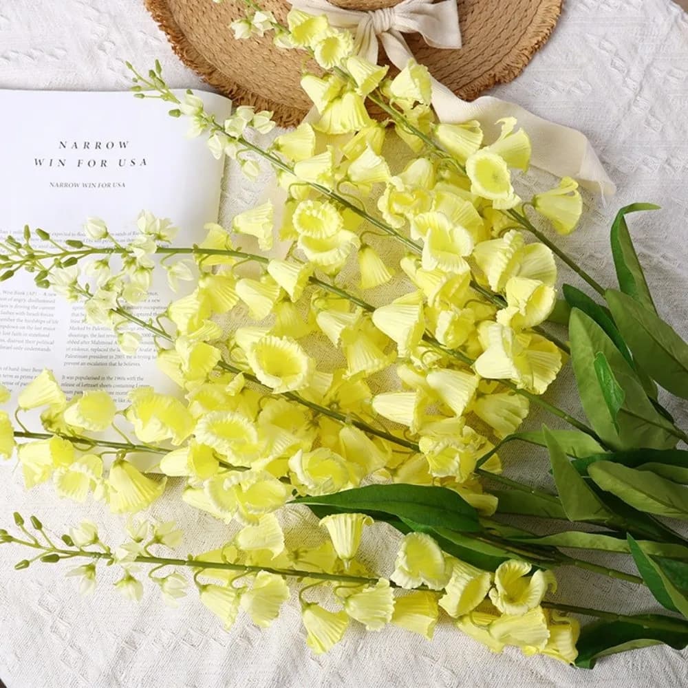 Nuovo Fiore Artificiale Decorativo a Stelo Lungo, Giglio della Valle in Seta, Rami Lunghi, Piante Finte per Decorazioni Matrimoniali