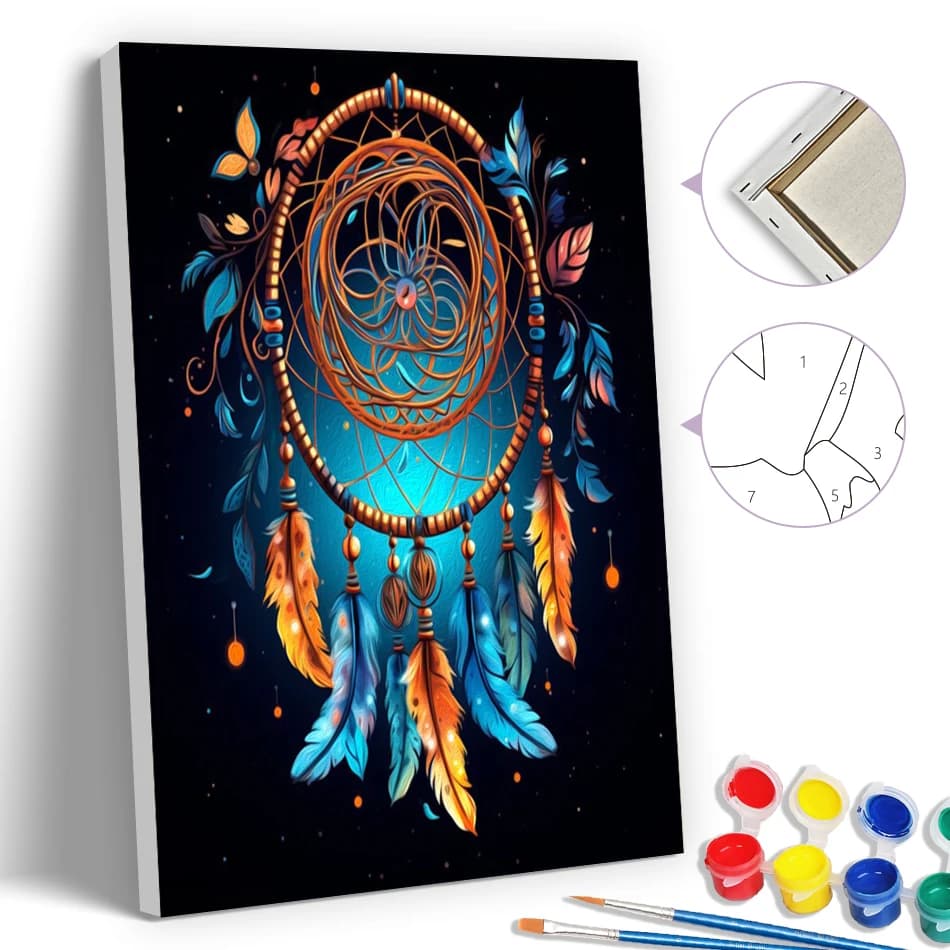 SDOYUNO Pittura Semplice con Numeri, Quadri Moderni 20x30cm con Cornice, Materiali Artistici, Acrylic Dreamcatcher, Decorazione per Camera da Letto