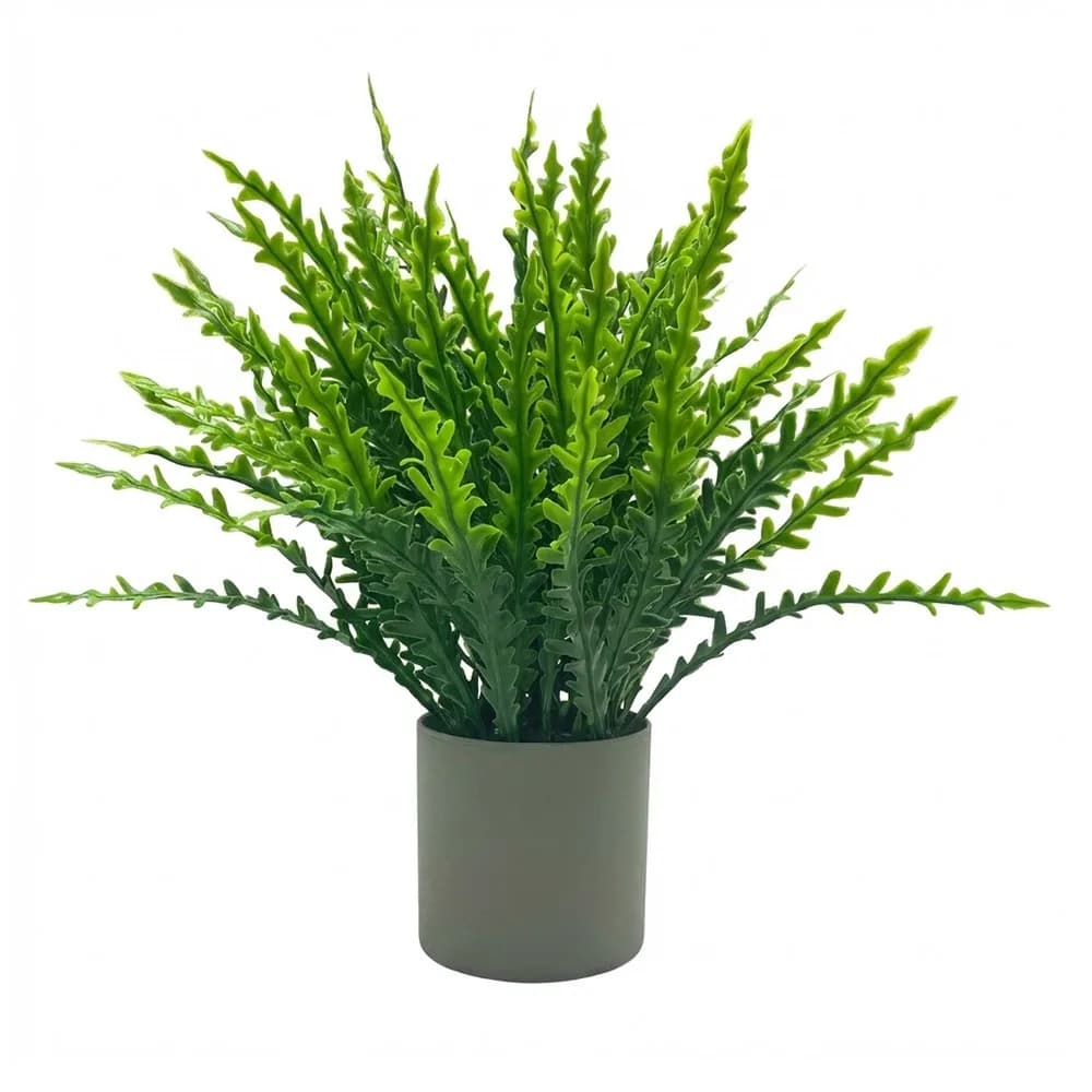 Green Artificial Plant Bonsai Grass Leaves Photo Props Simulation Plant Flowerpotted Grey Flowerpot Accessories