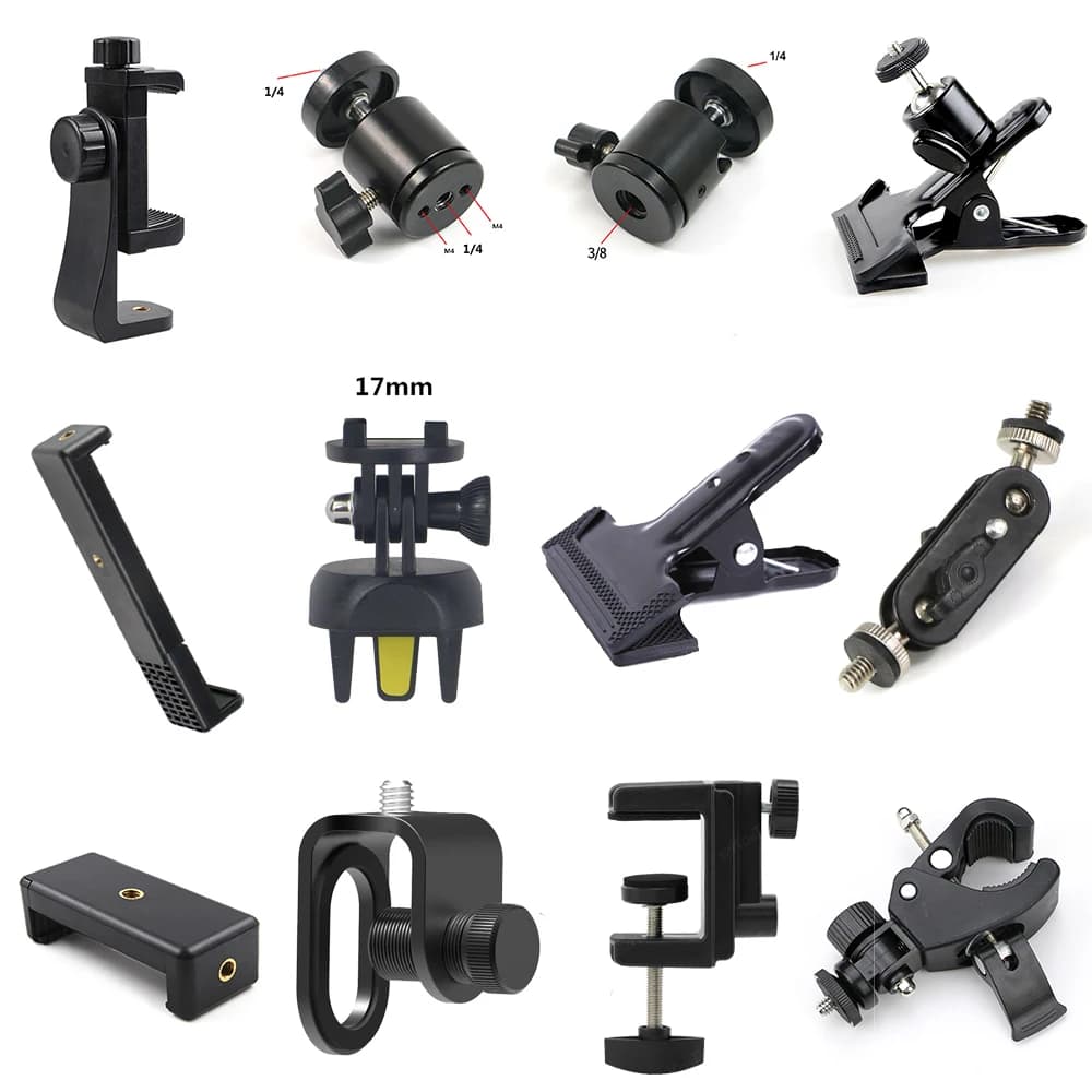 Supporto per Tablet staffa anello luce testa a sfera accessori per treppiede fotografia LED Selfie lampada Clip per telefono accessori per parti di ricambio