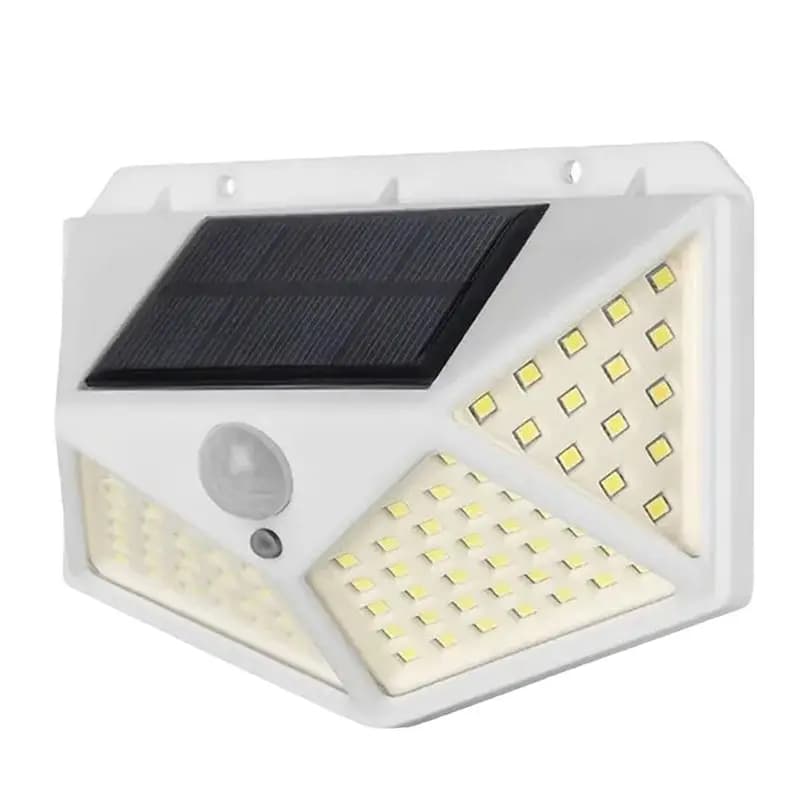 A04G-Luci Solari da Esterno Wireless con 100 LED, Sensore di Movimento, Impermeabili, Illuminazione di Sicurezza per Pareti Esterne e Giardini