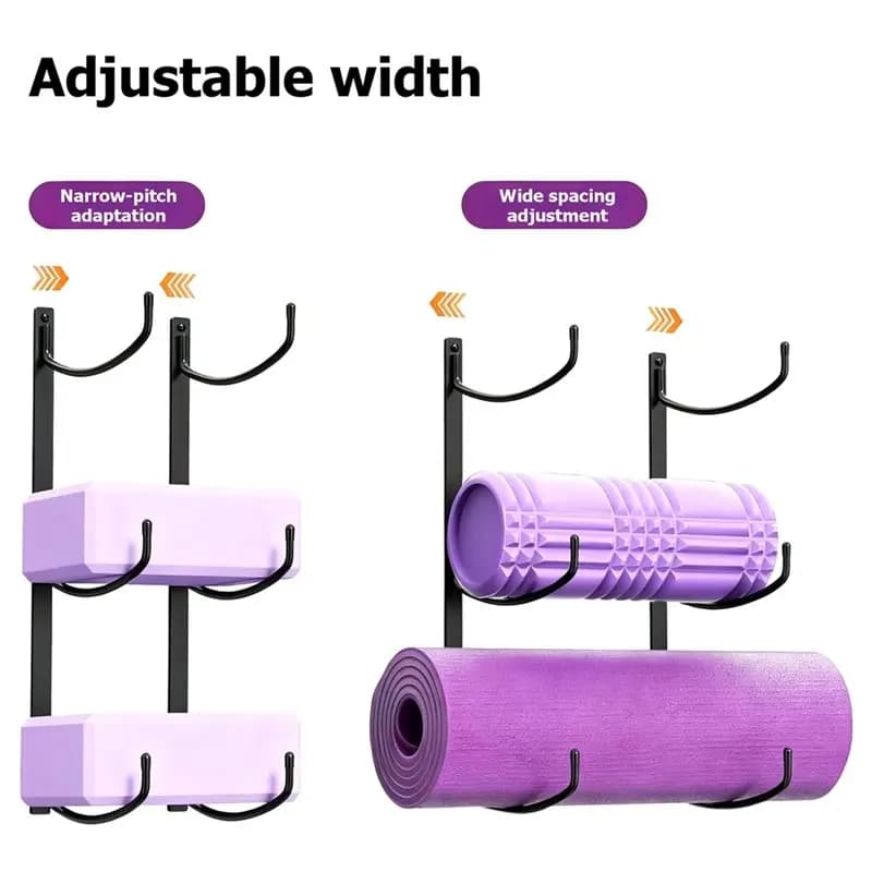 A89E-For Yoga Accessories,Wall Mount Organizer, 3-Tier Storage Rack For Yoga Mat, Foam Roller, Block Holder