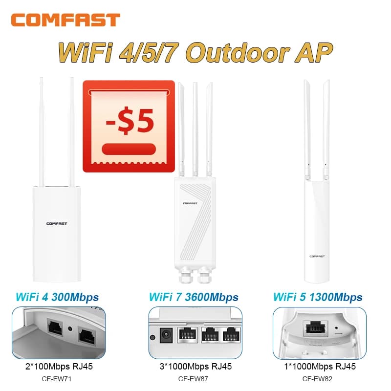 Comfast 300/1300/3600Mbps Ripetitore WIFI Estensori Wifi a lungo raggio per esterni Accesso IP66 Piont 48V POE Router Wi-Fi Spina UE/USA