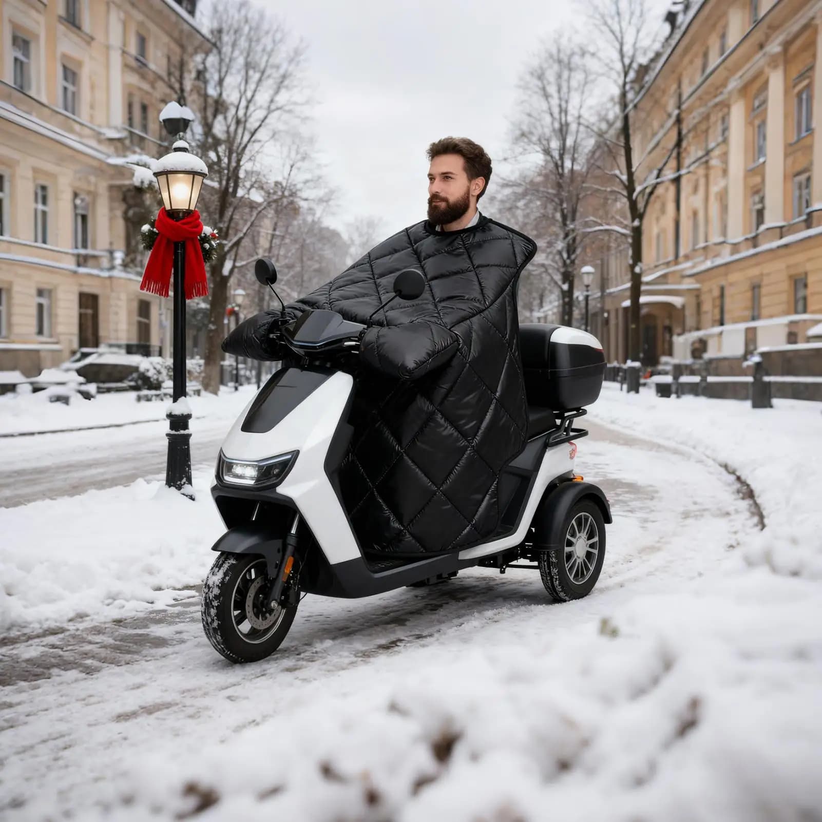 Coprigambe antivento per moto Fodera in peluche Protezione antivento in pelle PU Bici elettrica Copertura calda invernale per uomo Donna