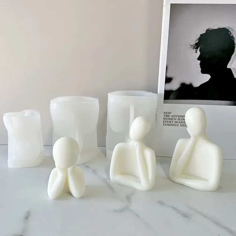 DIY Mother Father Son Portrait Silicone Candle Molds 3D Abstract Family Statue Plaster Crafts Resin Concrete Mold Handmade Soap