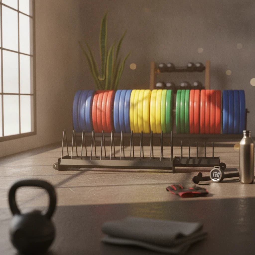 Weight Plate Storage Rack with Wheels Mobile Weight Plate Rack Sturdy Compact for Gym Owners, Fitness Center