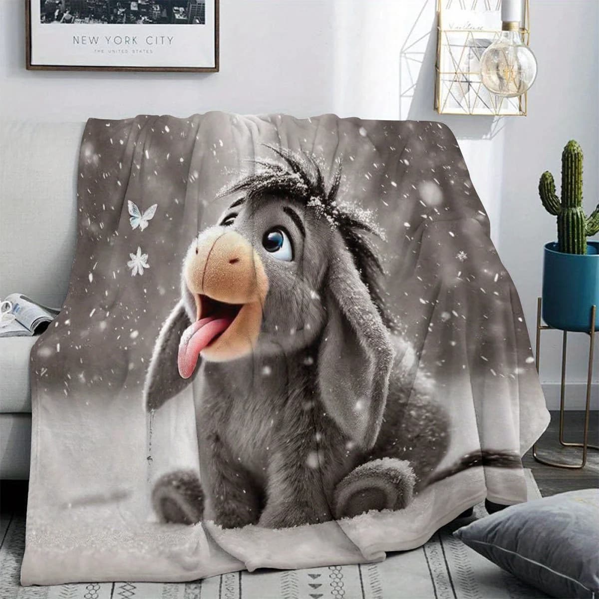 Eeyore Natale Ringraziamento Halloween Pasqua Coperta in pile - Morbido peluche caldo, stampa digitale, regali per le vacanze invernali Decorazioni per la casa