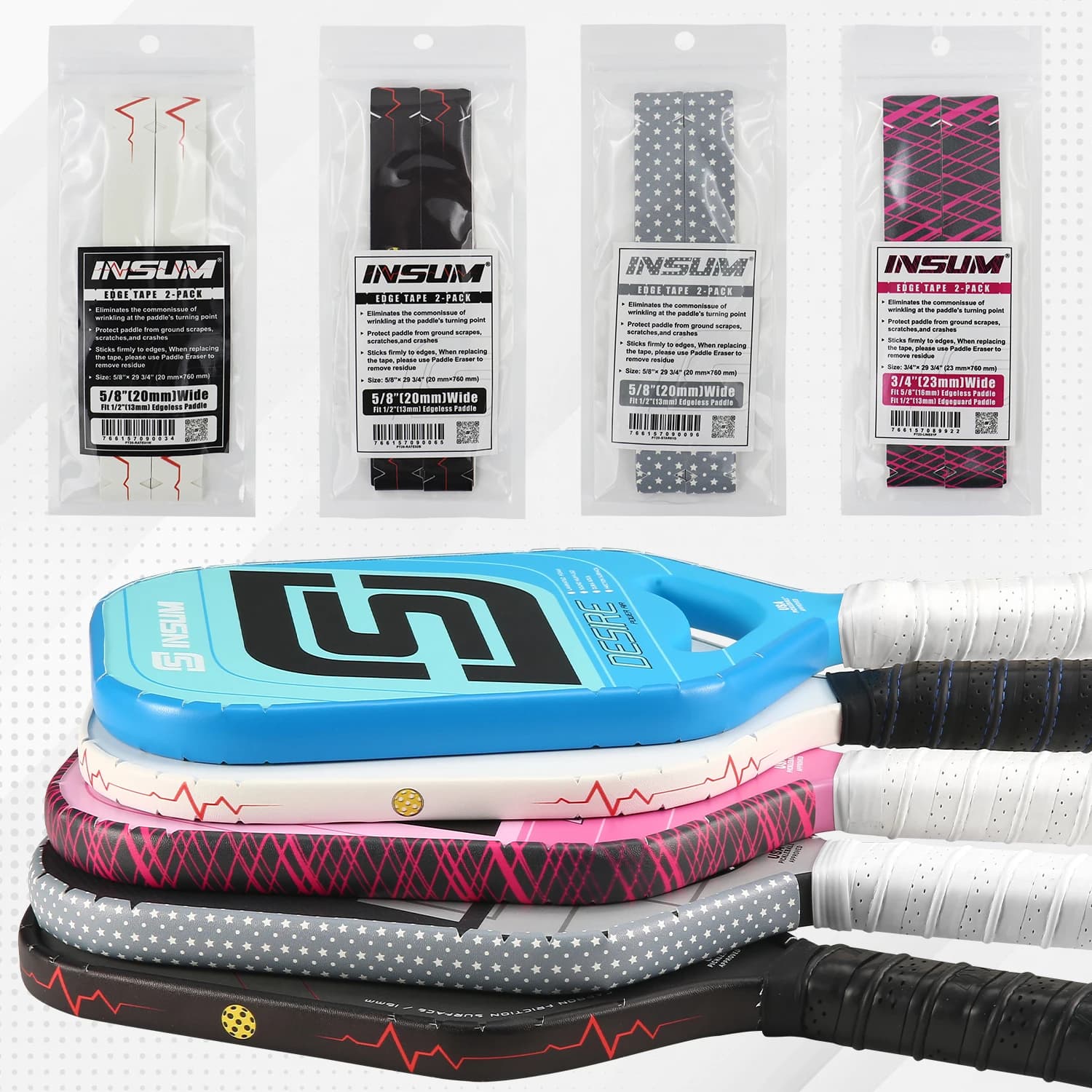 Insum Pickleball Paddle Protection Tapes Edge Guard Tapes 2 Pack materiale PU perfetto per il bordo della racchetta
