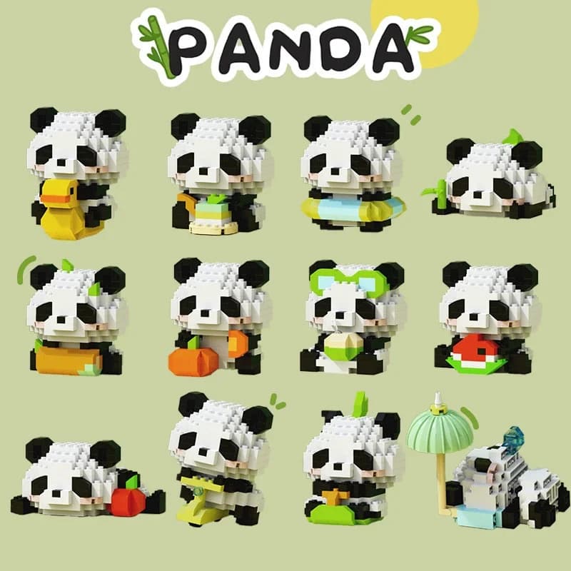 Cartoon Anime Kawaii Red Panda Series Building Blocks Decorazione del soggiorno Giocattoli educativi Regalo di Natale per bambini