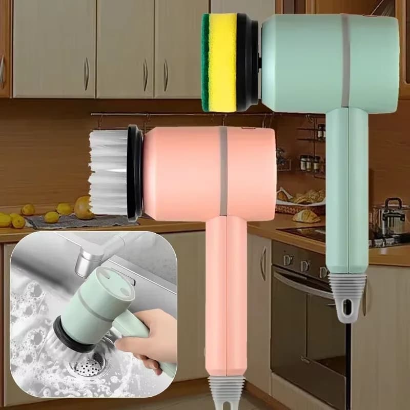 Spazzola per pulizia elettrica wireless, ricarica USB, automatica, spazzola per piatti da cucina, vasca da bagno, piastrelle, spazzola per pulizia professionale