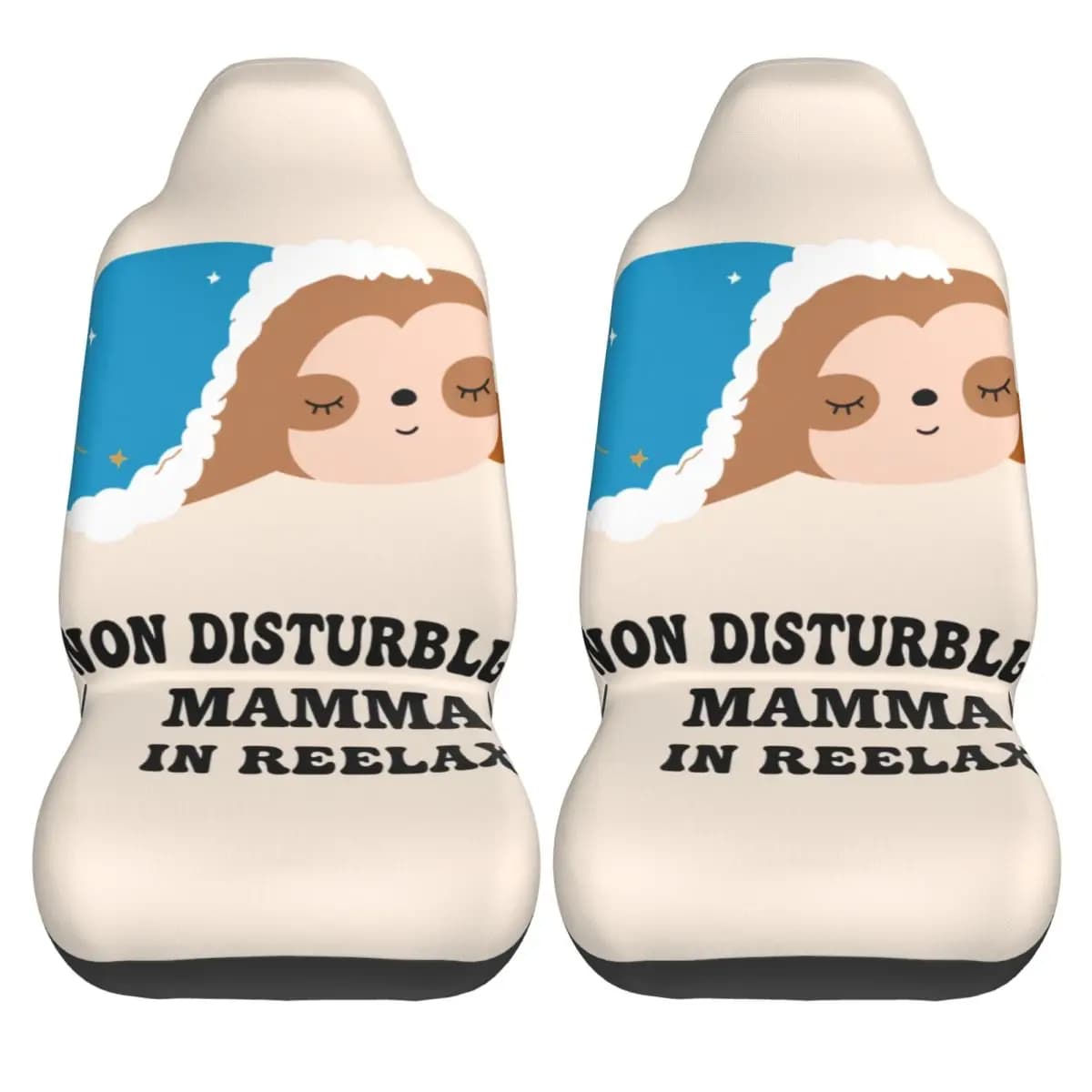 Complete Car Seat Covers in Two Pieces Elasticized Polyester with TV and Grandmother for Interior Cars