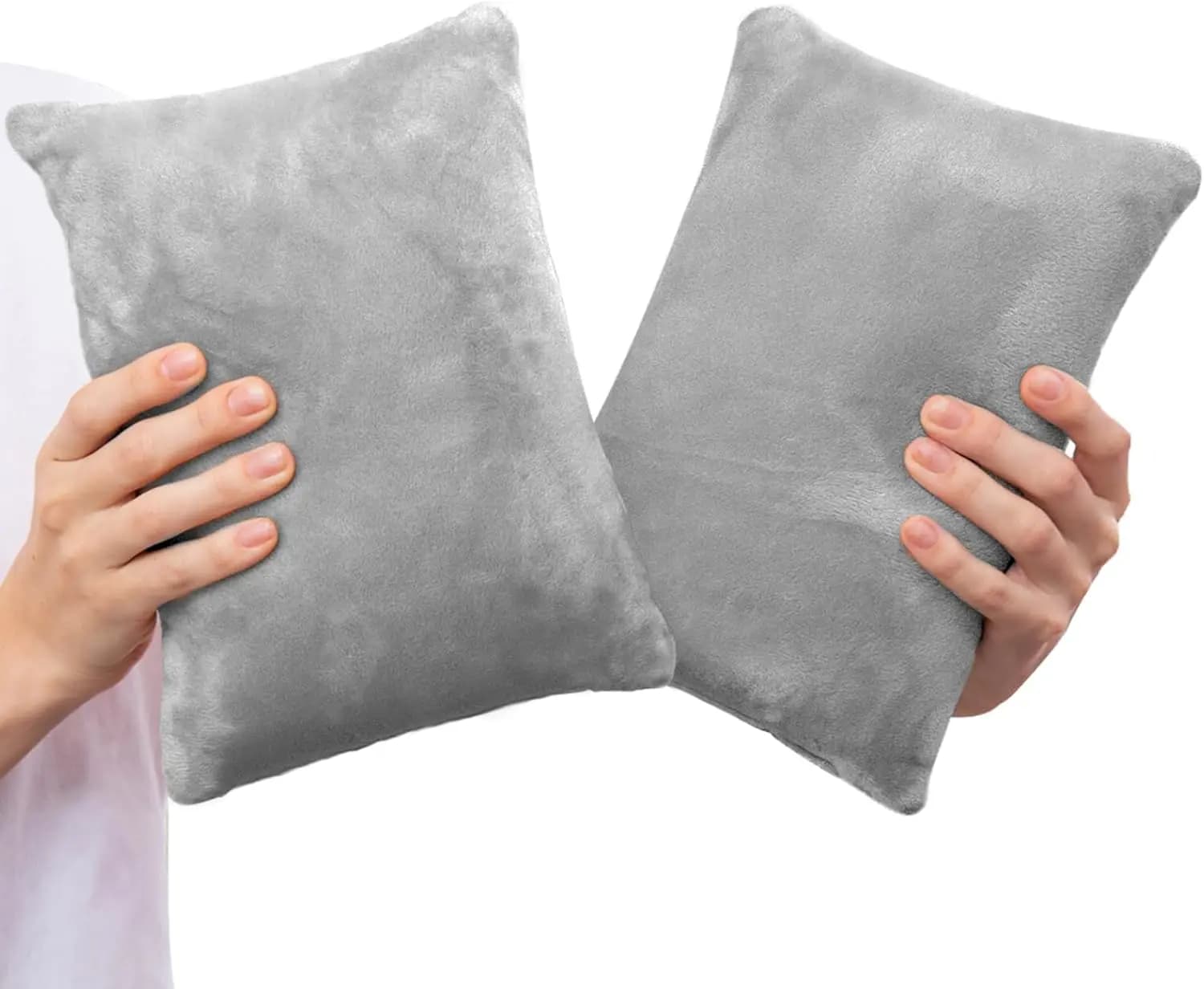 Confezione da 2 Mini Cuscini in Memory Foam 11x7 Pollici per Viaggi, Sonno, Supporto Collo e Ginocchia, Grigio