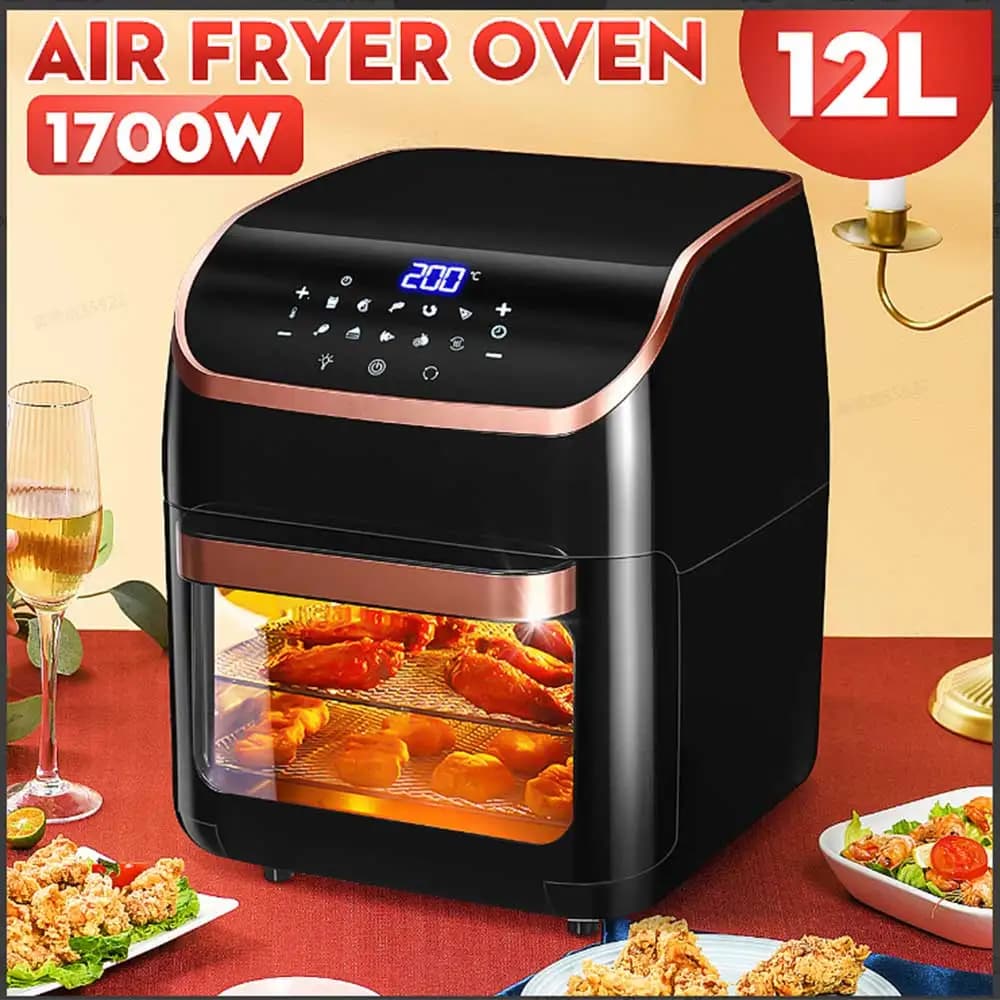 12L Intelligent Electric Air Fryer, Fully Automatic With Rotation Overview, Inteligent Freydora De Aire