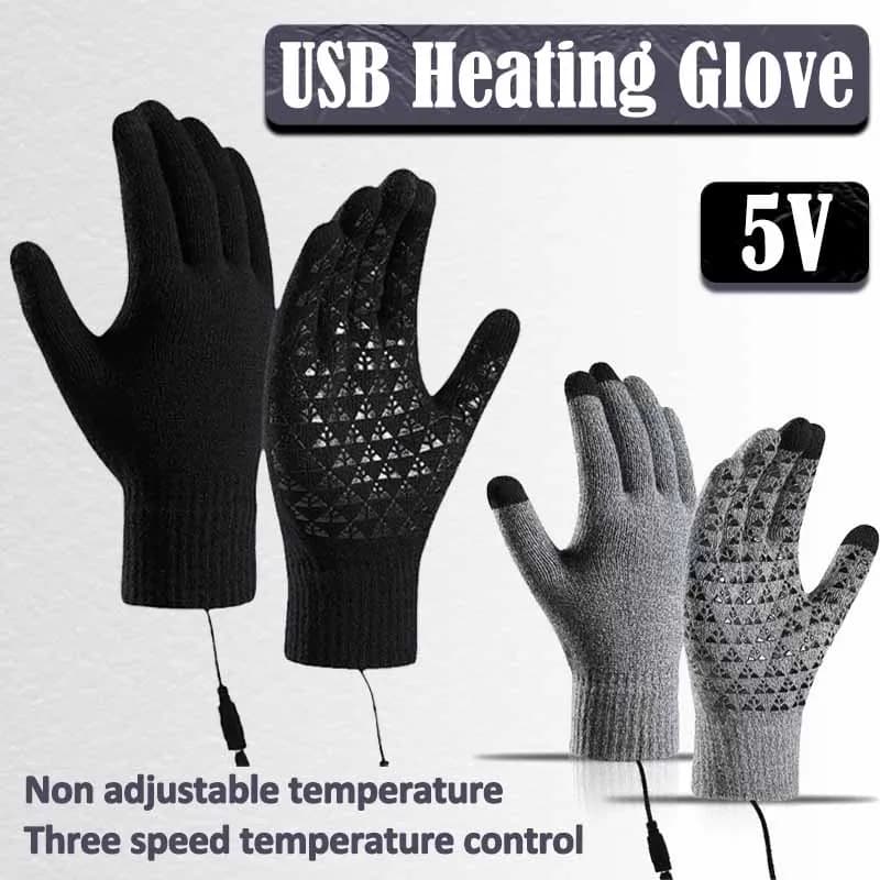 Guanti riscaldati USB per moto Guanti in maglia calda antivento touchscreen da 5 V per la guida di biciclette di veicoli elettrici
