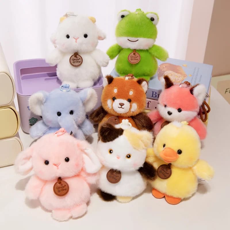 16cm Kawaii Fragrance Cat Elephant Raccoon Sheep Fox Plush Keychain Pendant Cartoon Perfume Animals Bag Backpack Plush Keyrings