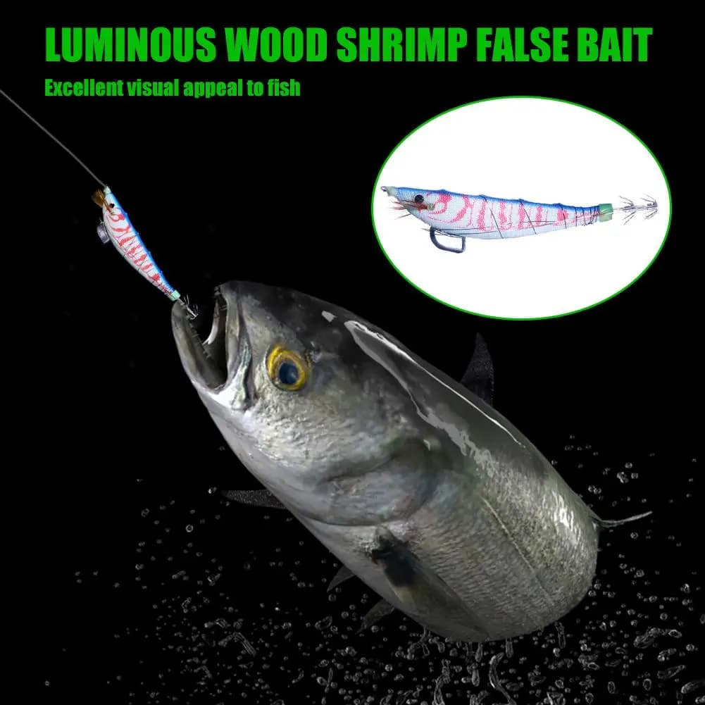 Esche da pesca per gamberetti in legno luminoso 12 cm 14,3 g Esca artificiale (blu rosa)