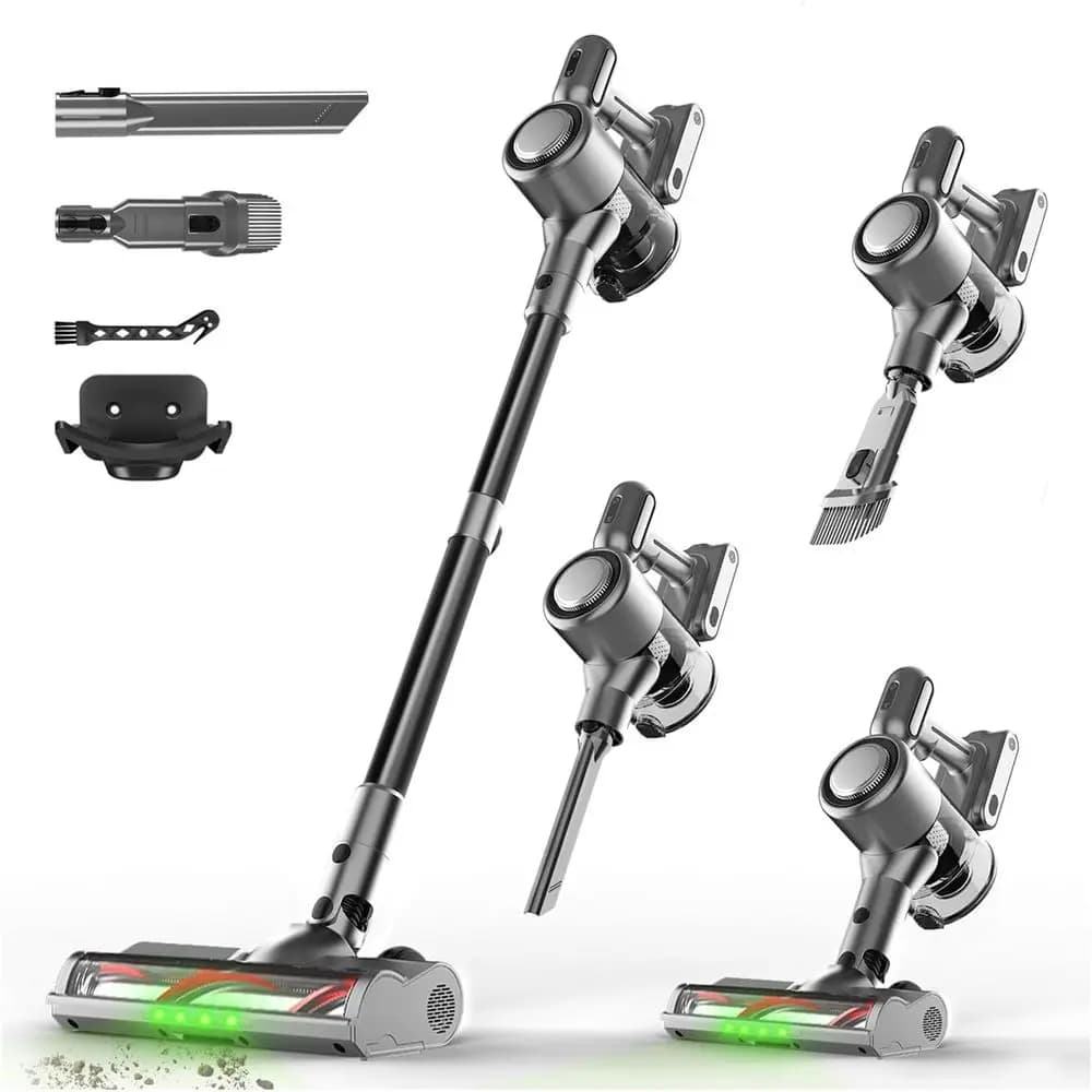 Wireless Vacuum Cleaner - Rechargeable, Powerful Intake 45Kpa for Home, 45 Minutes of Autonomy, Removable Battery, Anti-Static, 8 in 1 Li
