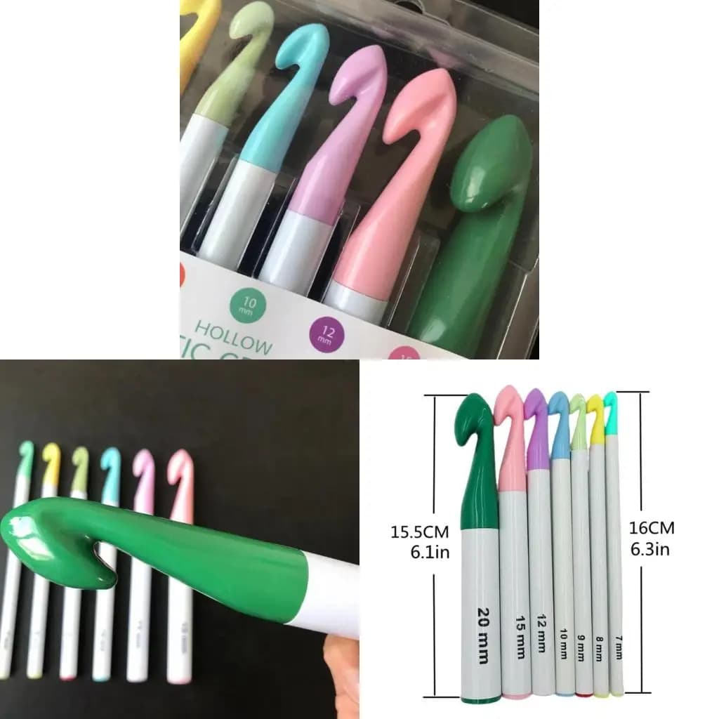 7 pezzi enorme manico in plastica uncinetti set grandi dimensioni 7mm-20mm maglione colorato da maglia filati strumenti