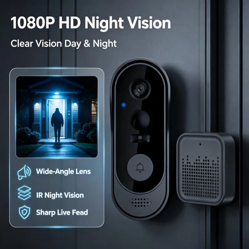 Tuya WiFi Smart Video Doorbell 1080P HD Outdoor Peephole Camera Two-Way Audio Intercom Waterproof Home Security Doorbell
