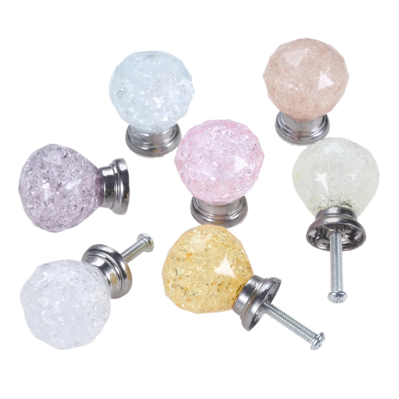 1 pz cristallo rotondo armadio maniglione maniglione singolo foro crepa manopola a sfera manopole per porte manopole per mobili Hardware per la casa 33*28mm