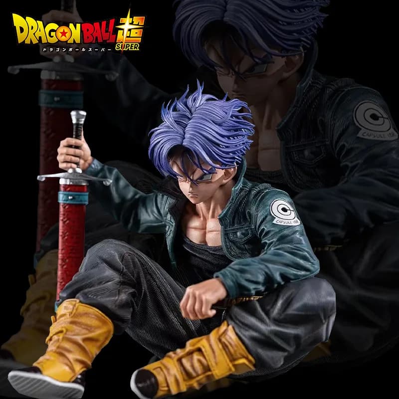 10 centimetri Dragon Ball Trunks Action Figure Anime Super Saiyan Posizione seduta Torankusu Figurine Bambola Statua Ornamenti PVC Modello Giocattolo