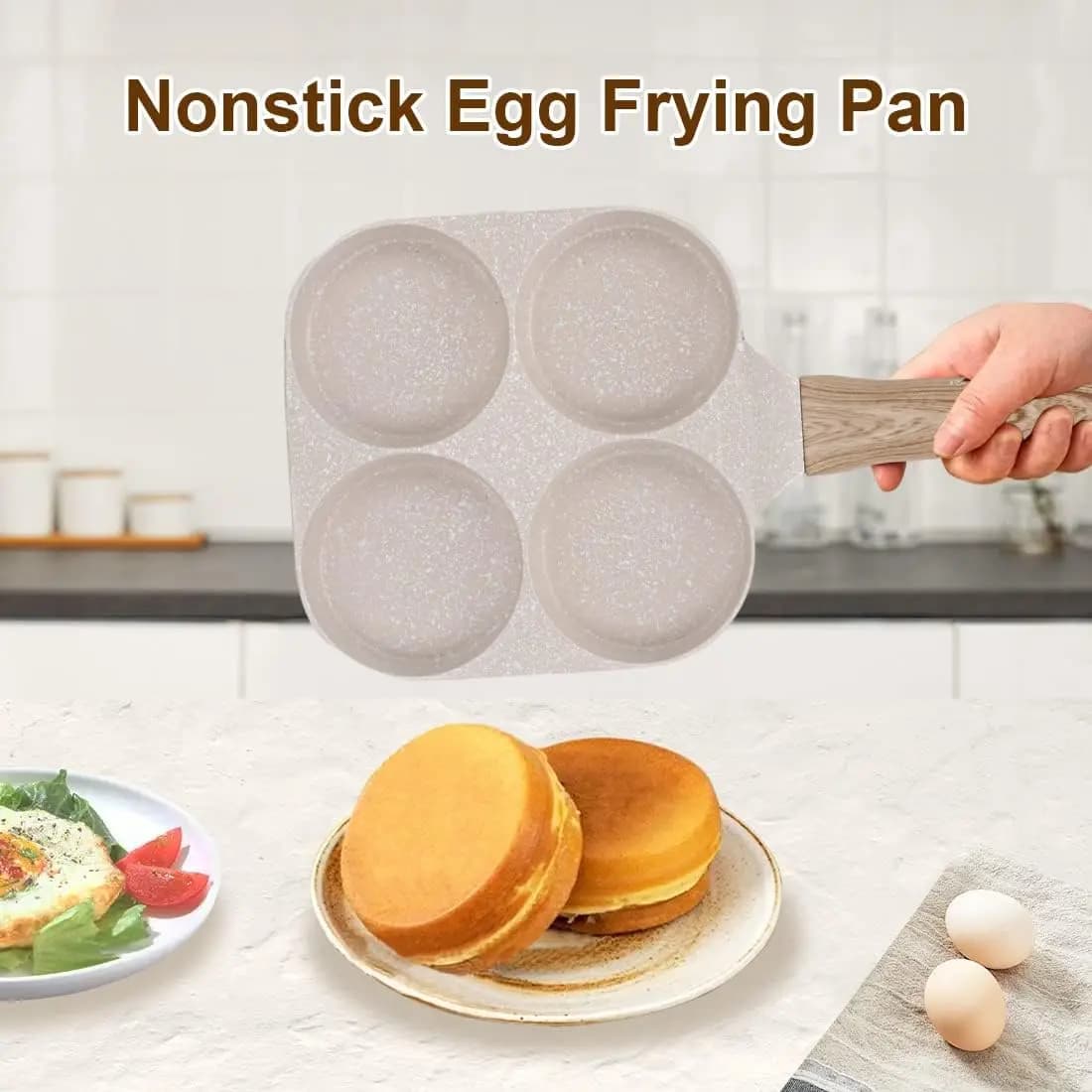 Fried Eggs Board, 4-Flat Decker for Eggs Poached, Mini Pancake and Hamburger for Breakfast, in Aluminium Alloy