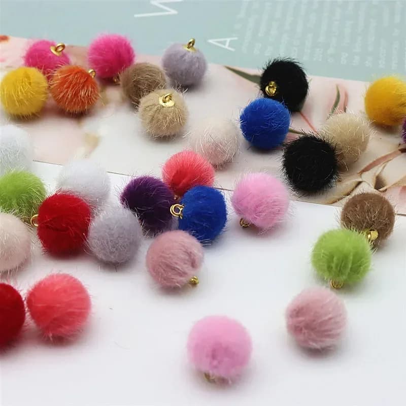50-100 pieces 15mm imitation mink skin ball Pendant Earring Necklace Earring Bag accessories Handmade DIY accessories wholesale