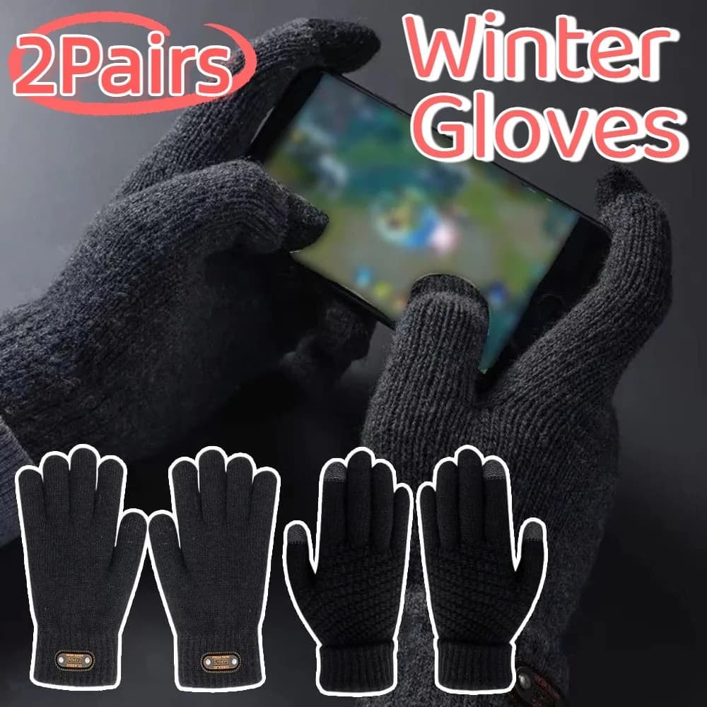 2 pairs of cold-proof winter cycling gloves hot windproof gloves with fingers entire thermal mesh gloves breathable men/woman