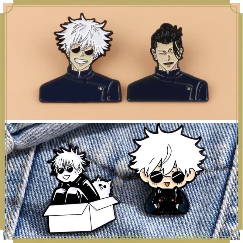 4pcs Set Creative Anime Jujutsu Brooch Cute Gojo Satoru Itadori Yuji Lapel Badge Backpack Shirt Clothes Jewelry Accessories Gift