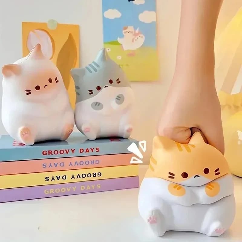 Squishy Gatto Festivo, Palla Antistress a Lenta Risalita, Decorazione da Tavolo a Cartone Animato, Giocattolo Morbido Antistress per Regali di Natale