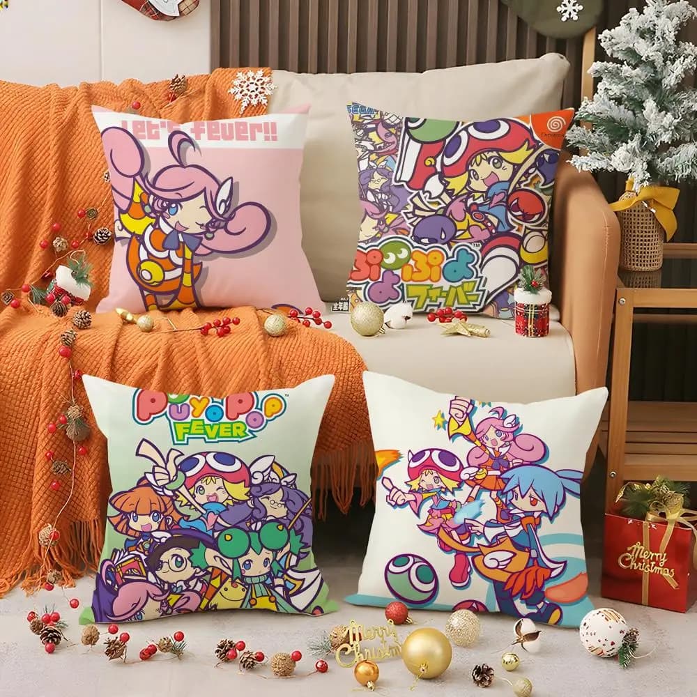 Federa per cuscino con stampa Cute Game P-Puyo Pop Fever, federa per cuscino, decorazione per soggiorno, divano, camera da letto