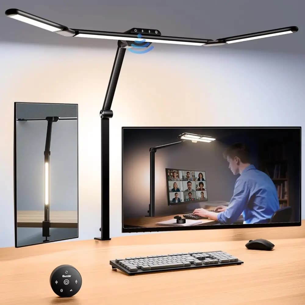 Lampada da scrivania 32.5 per ufficio, casa, dormitorio - Barra a 3 luci per la cura degli occhi, luminosità 1100LM, retroilluminazione ambientale, sensore RA, telecomando, timer 2H