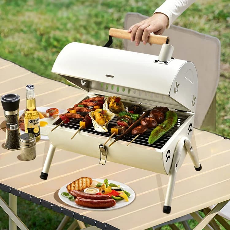 Portable Foldable Outdoor Grill Circle Oven Camping Charcoal Grills with Non-stick Frying